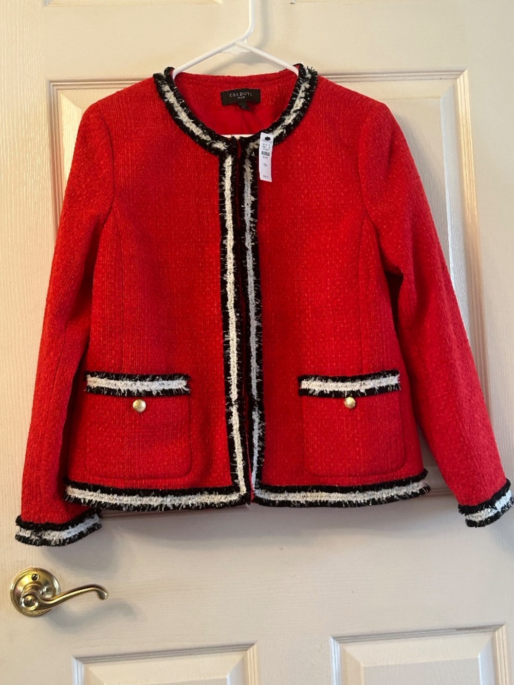 Talbots Fringe Stripe Tweed Jacket, Size 12P